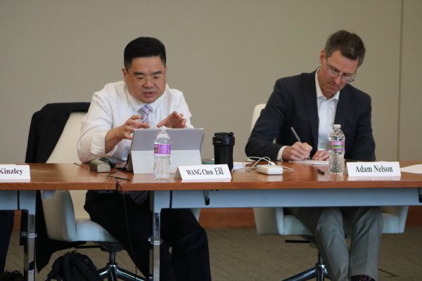 Two presenters at a workshop.